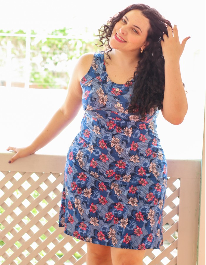 VESTIDO CURTO FORRADO SEM MANGA - TAM G