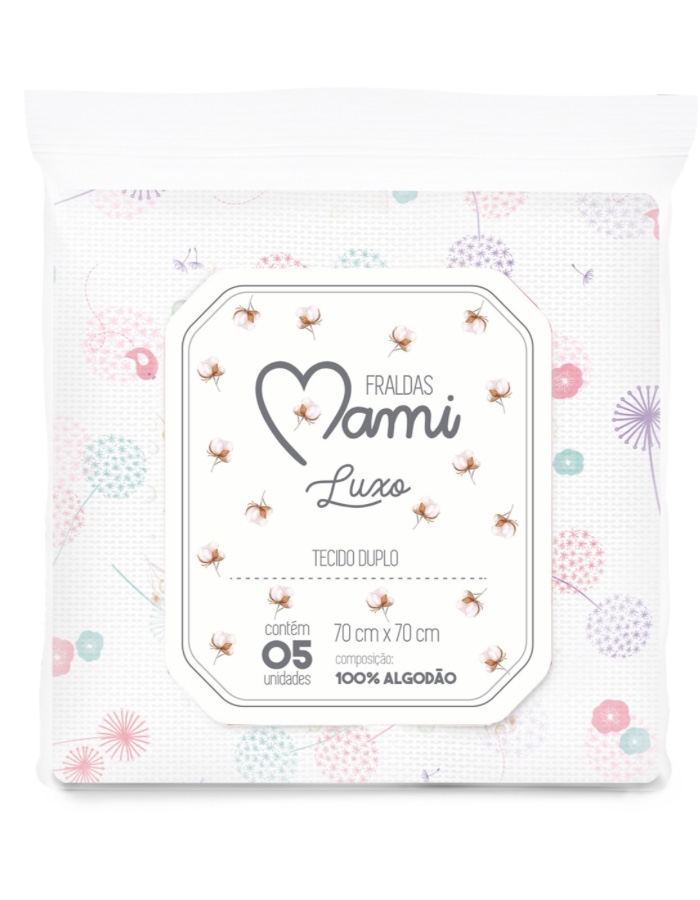 FRALDA LUXO ESTAMPADA  MAMI 70cmX70cm