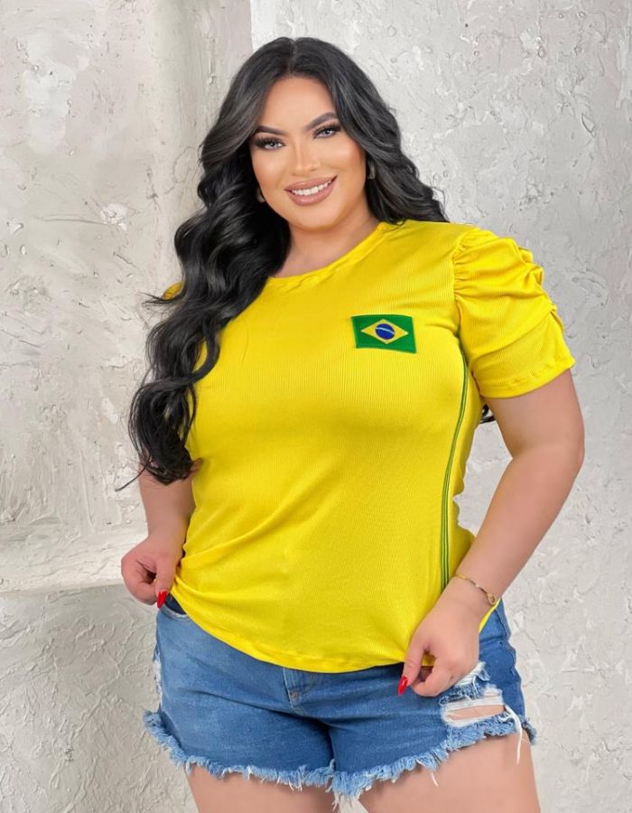 T-shirt do Brasil manga princesa 