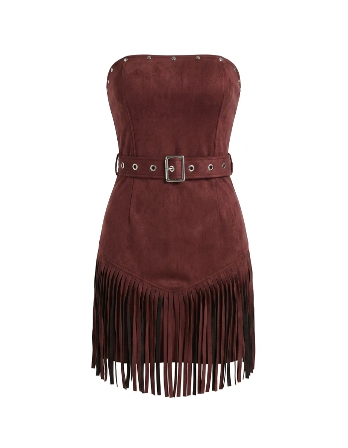 Vestido de camurça franja 