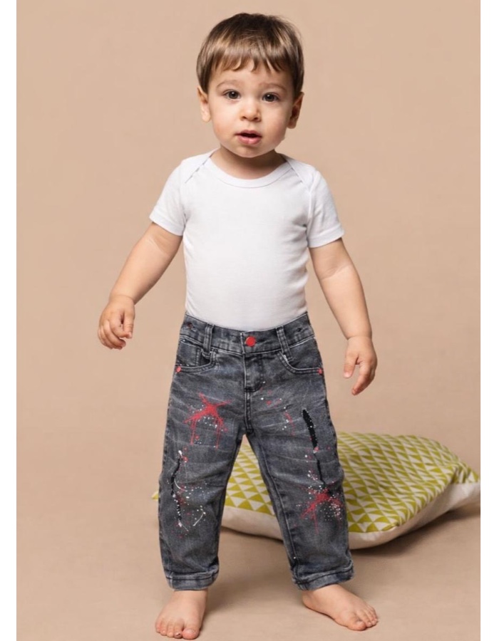 Calça infantil Bebê grafite rasgadinha e pintura  (Copia)