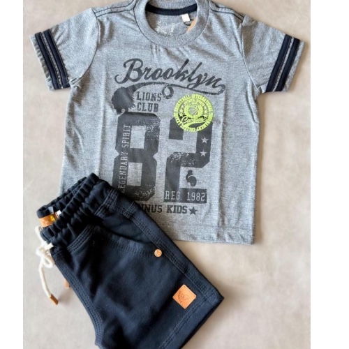 Conjunto camisa Brooklin 82+ bermuda preta
