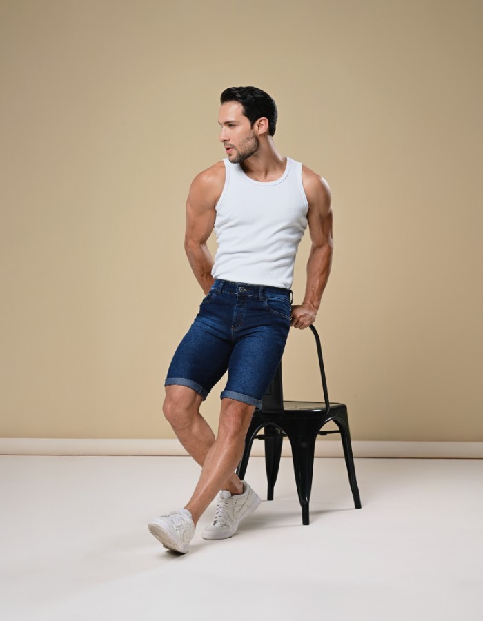 BERMUDA CLÁSSICA JEANS DEST. PIST. L. MEL CLARO