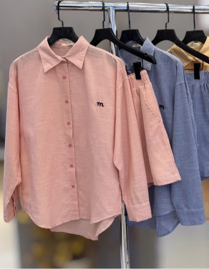 CONJUNTO CAMISA + SHORT ELÁSTICO RISCA DE GIZ