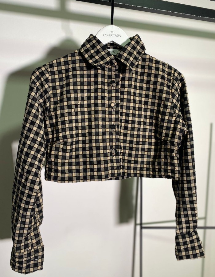 CROPPED M/L QUADRICULADO