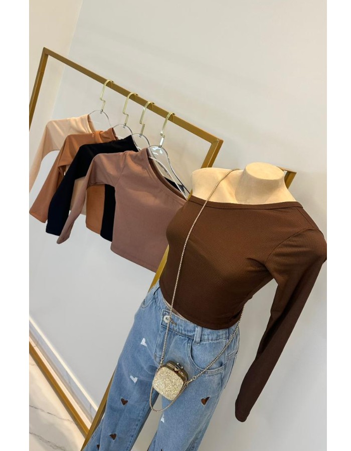 CROPPED UM OMBRO MANGA LONGA