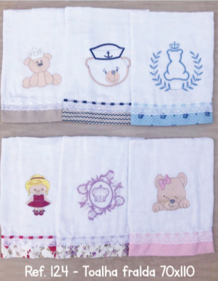 TOALHA FRALDA BORDADA C/BARRA 12.4 70X110CM PEDRINHO BABY