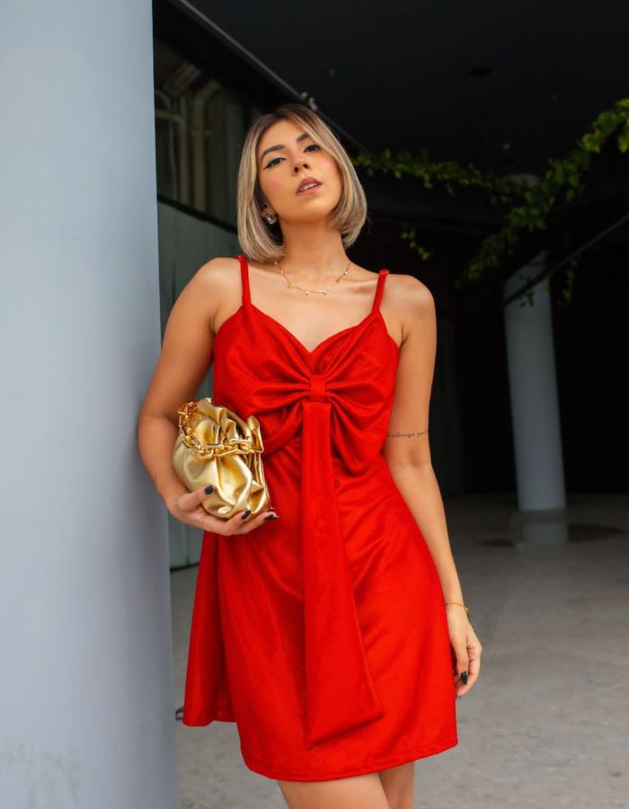 VESTIDO LAÇO ( tecido com brilho)