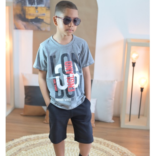 Conjunto: estampa LONDON+ bermuda preta