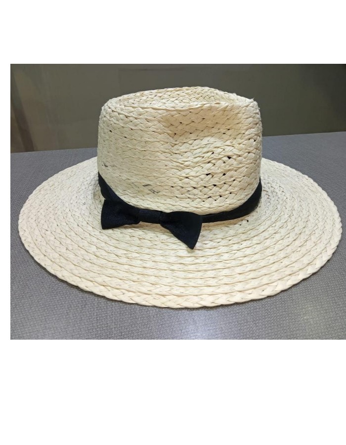 CHAPEU FEM PALHA COM LAÇO PRETO 