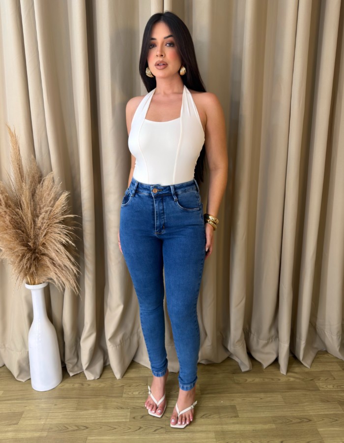 CALÇA CLARA BORDADA NOVA