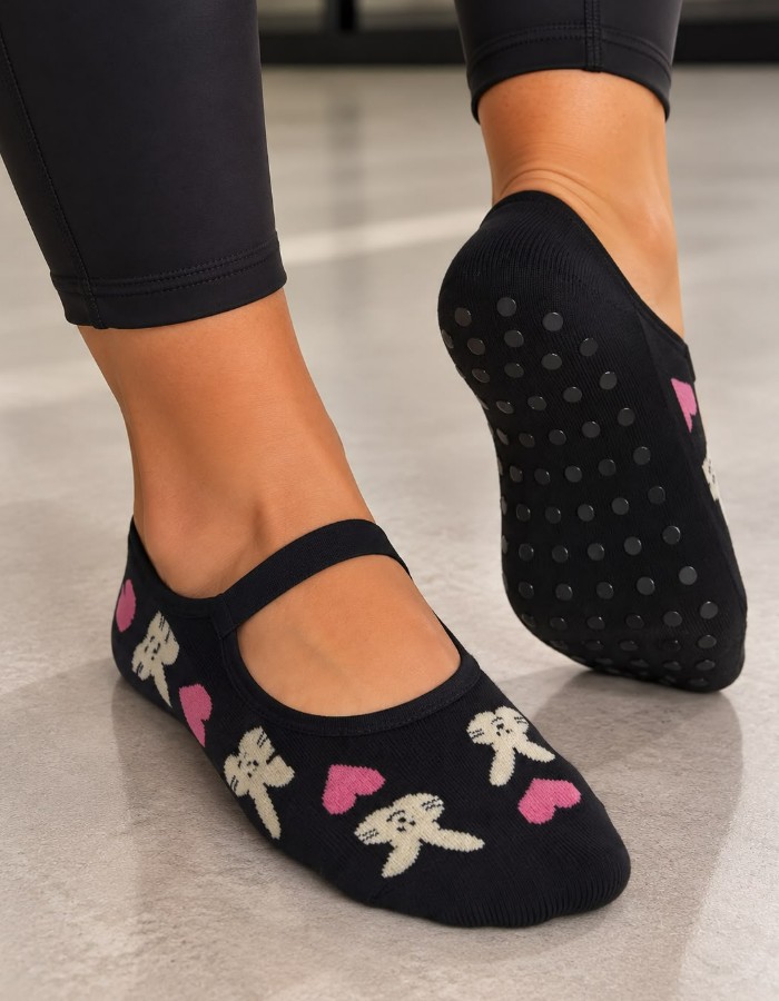 MEIA ANTIDERRAPANTE PILATES ESTAMPADA