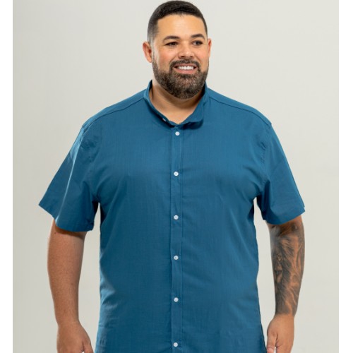 CAMISA MANGA CURTA LINHO GOLA TRADICIONAL PLUS
