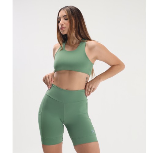 CONJUNTO SHORT COM BOLSO POLIAMIDA LISO CAMURÇA