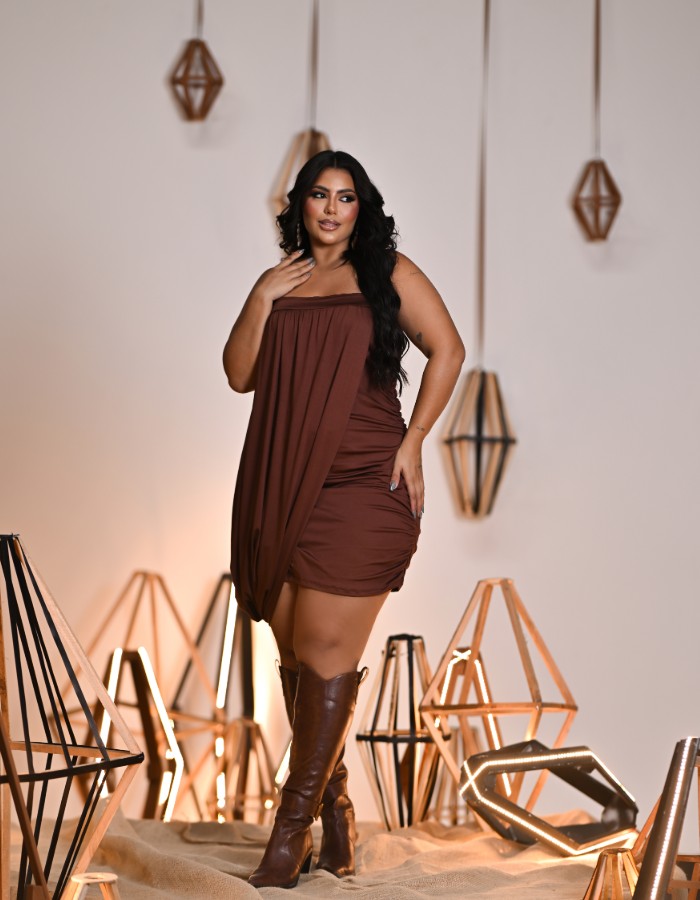VESTIDO C/ ALÇAS DE STRASS SÃO JOÃO (NÃO ACOMPANHA CINTO)