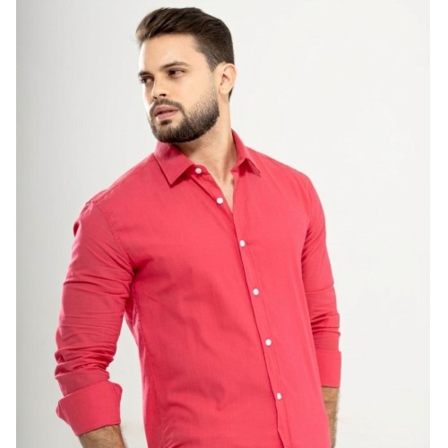 Camisa manga longa linho gola tradicional 