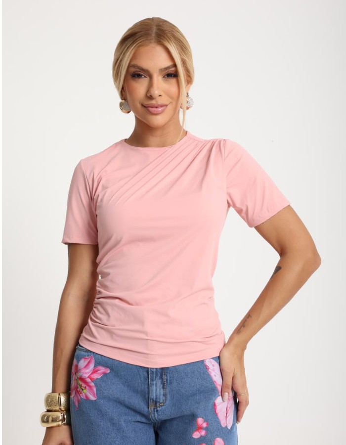 BLUSA MANGA CURTA DRAPEADA