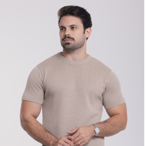 CAMISA TRICÔ GOLA CARECA COLMEIA 