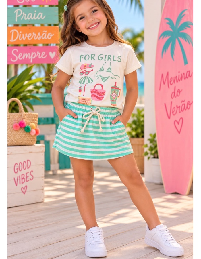 Conjunto for girls short saia confort 
