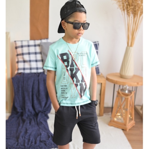 Conjunto: estampada Brooklin+ bermuda preta