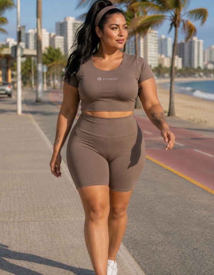 conj semi crooped com decote nas costas com com short