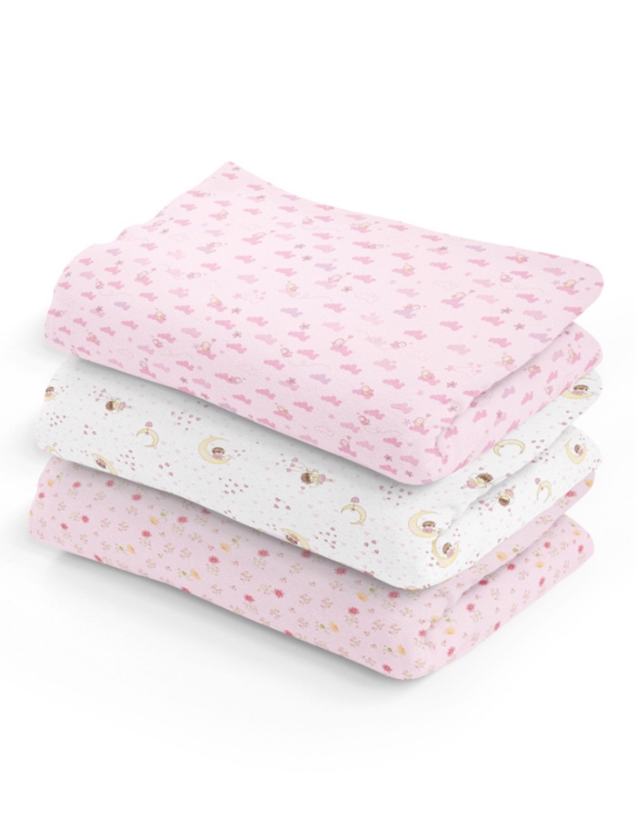 CUEIRO FLANELADO ESTAMPADO COM 3 PAPI 80cmX50cm