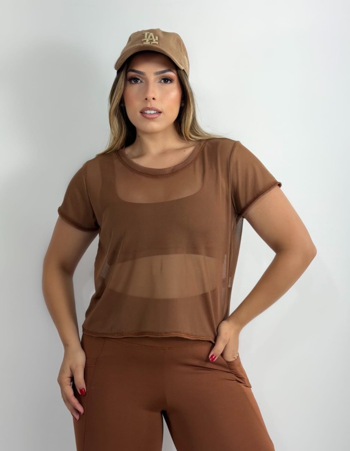 Cropped de Tule  manga - Basica 