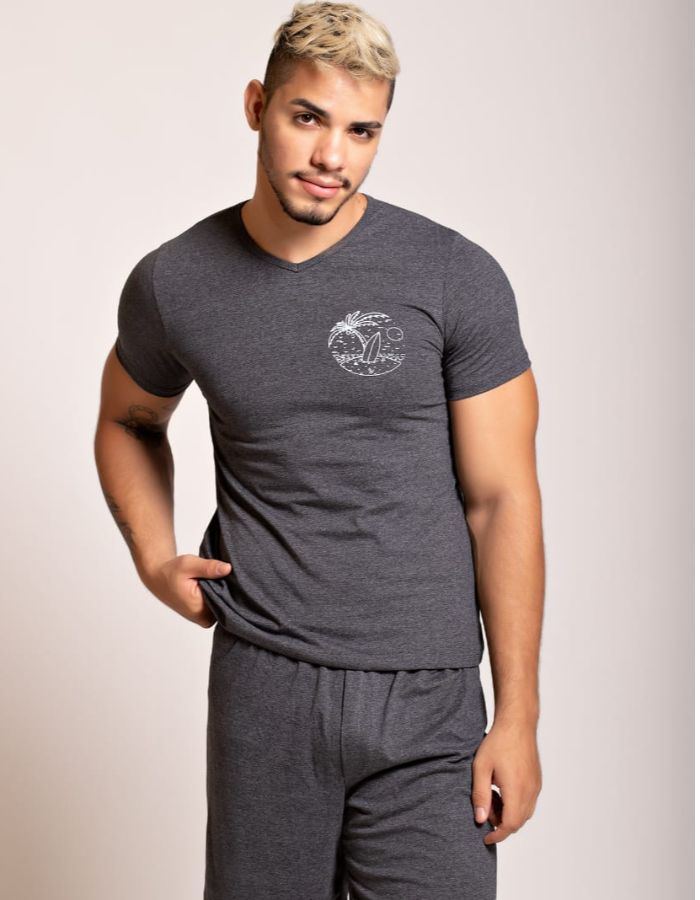 Pijama Masculino Manga Curta 