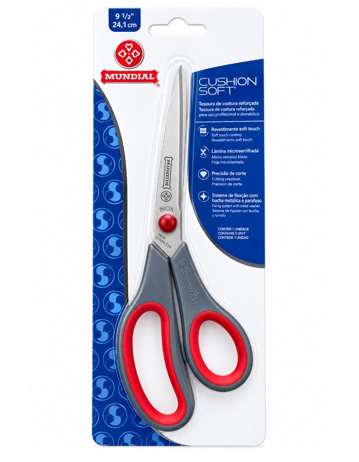 TESOURA CUSHION SOFT 9.1/2'' POLEGADAS C/ 1 UNIDADE - MUNDIAL