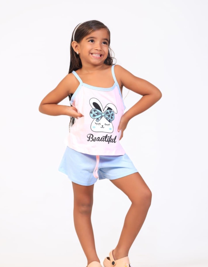 Baby doll algodão infantil alça 