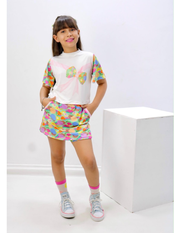 Conjunto short saia com bolso 