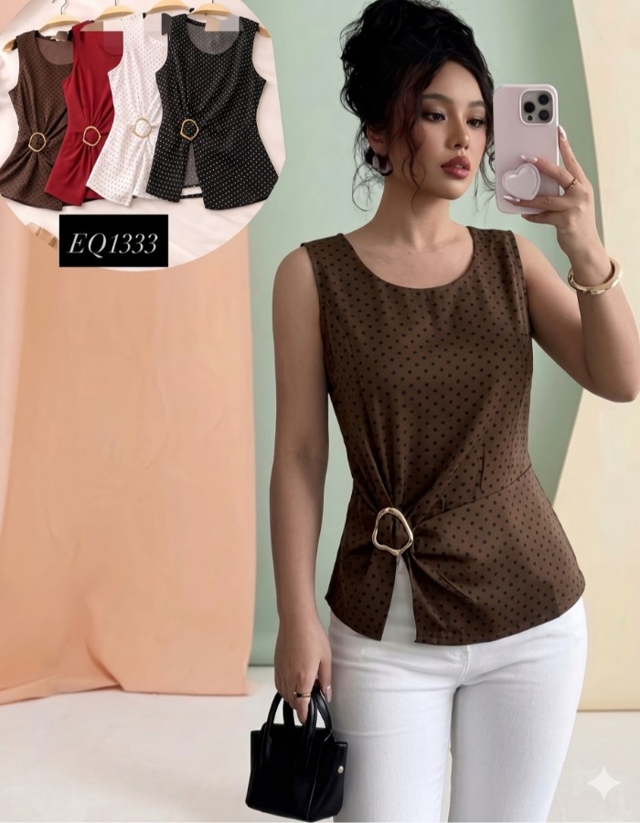 BLUSA CREPE SEDA POA C/ FIVELA