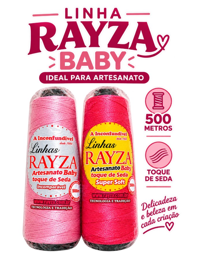 LINHA RAYZA CROCHÔ BABY - ROLO C/ 500 MESTROS - 1 UND