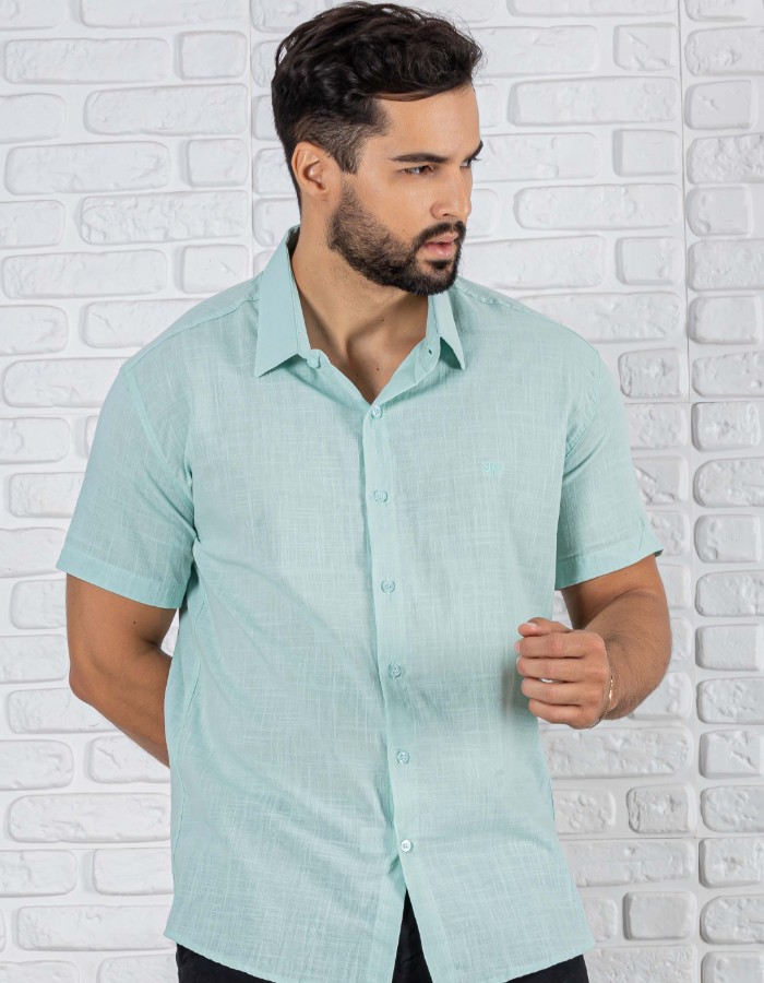 Camisa Manga Curta Linen Weave