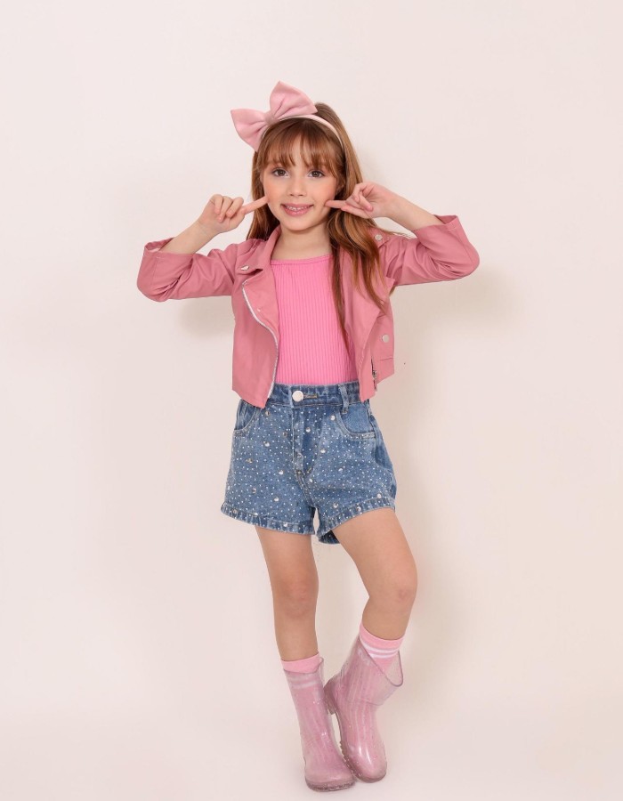 SHORT GLOW JEANS INFANTIL DESGRADEADO