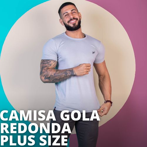 Camisa gola REDONDA lisa plus size
