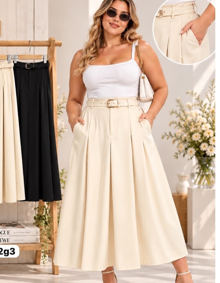 SAIA PLUS SIZE ALFAIATARIA PREMIUM C/ BOLSO