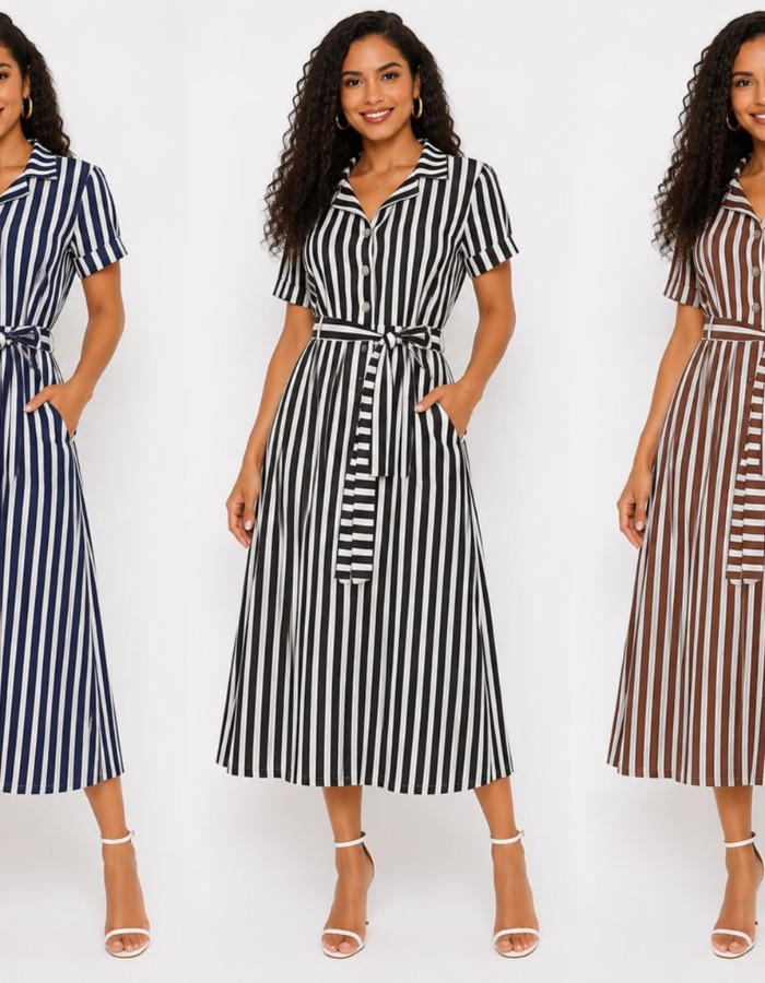 VESTIDO LONGO LISTRADO