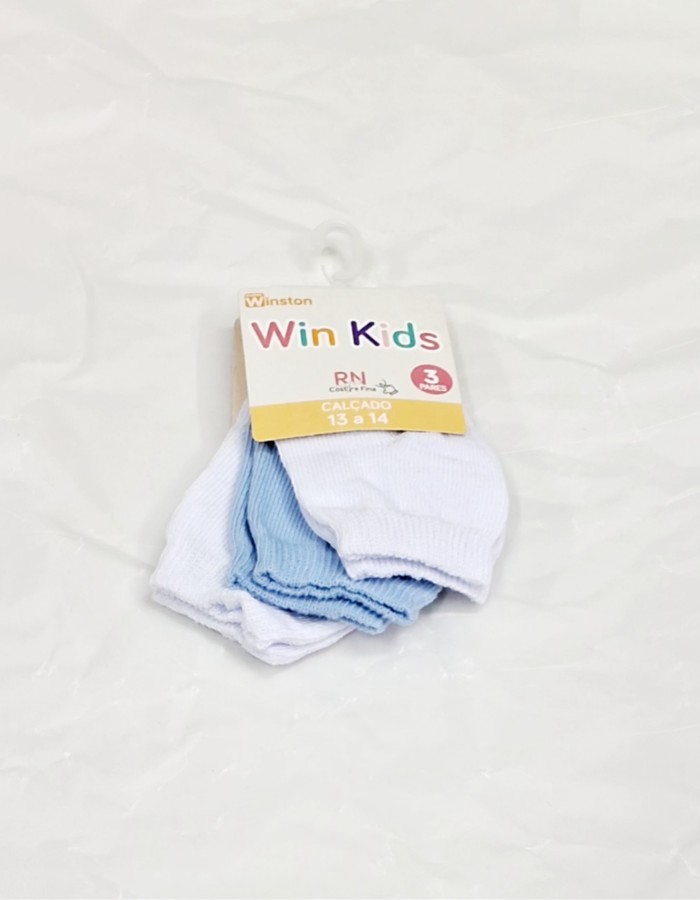 KIT MEIA LISA 3 PARES WIN KIDS 