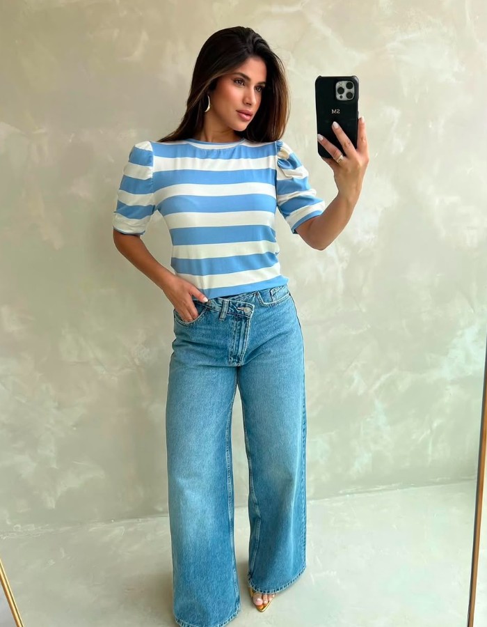 BLUSA MALHA MANGA PRINCESA