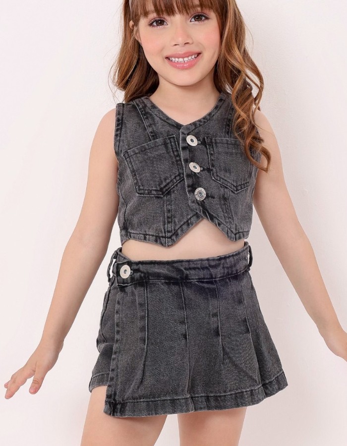 SHORT SAIA BLACK INFANTIL DESGRADEADO