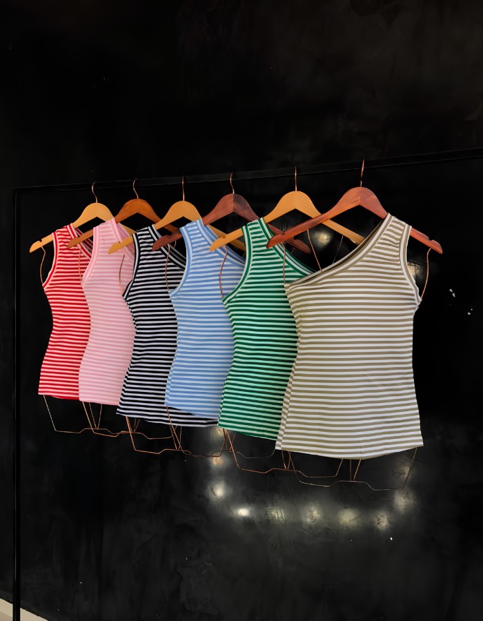 Blusa ombro único viés - listras