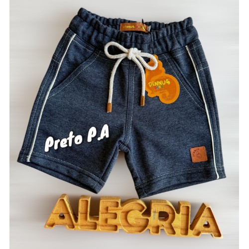 Bermuda preto mescla com friso LATERAL 