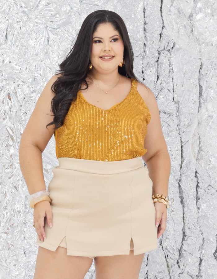 Blusa alça paetês 