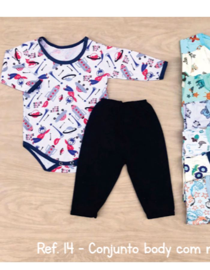 BODY C/ CALÇA 14 MASCULINO E FEMININO PEDRINHO BABY