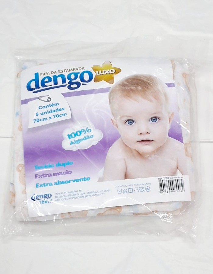 FRALDA DENGO LUXO ESTAMPADA 70X70 C/5 UNIDADES