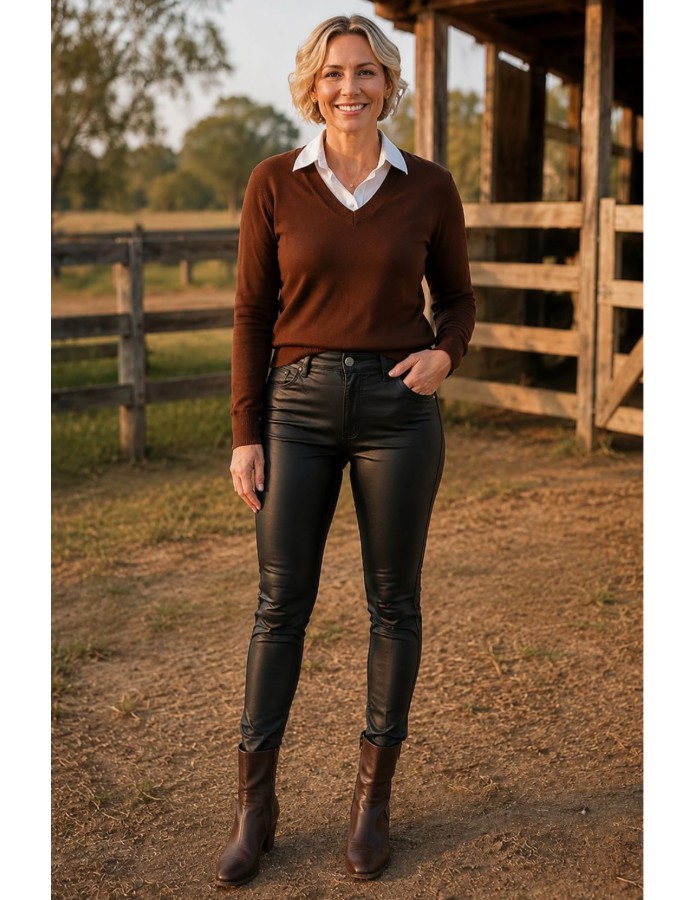 CALÇA DE COURO FEM 