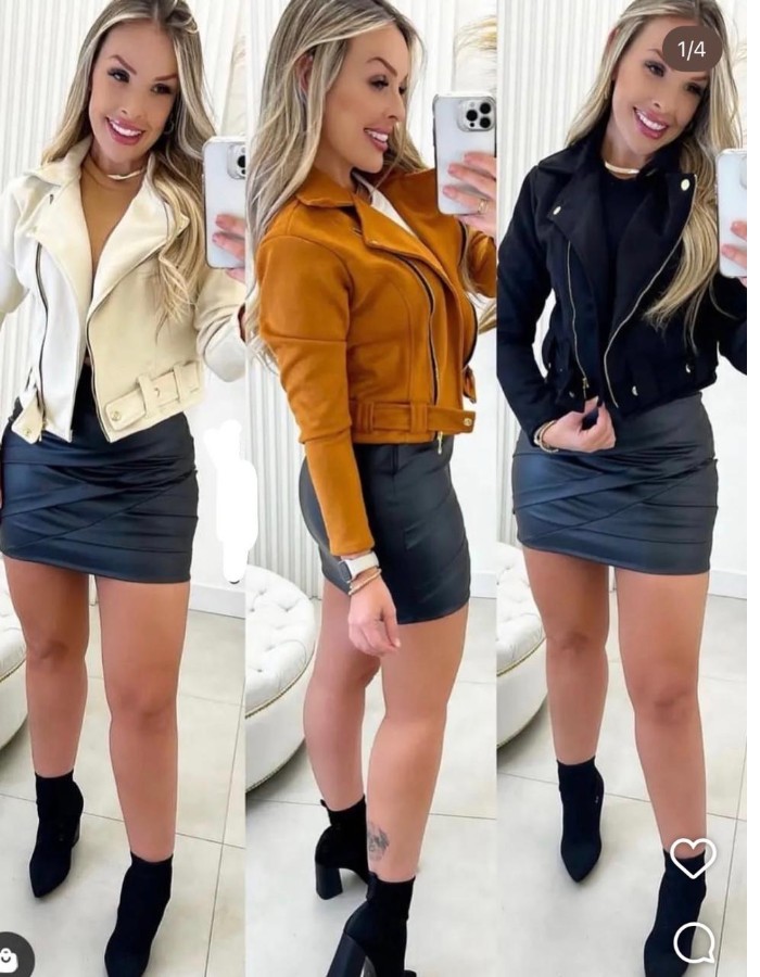 JAQUETA SUEDE COM CINTO 38 AO 42