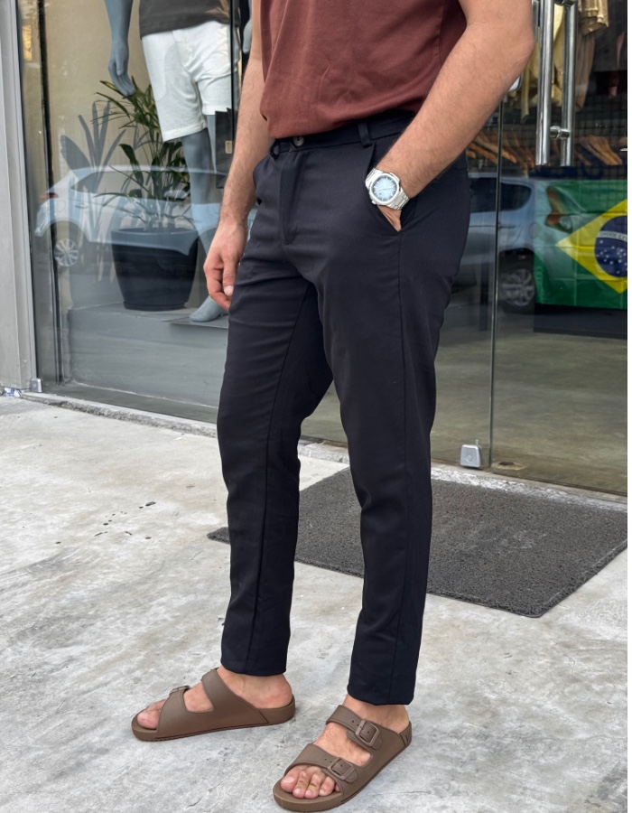 CALÇA SARJA ACETINADO PRETO