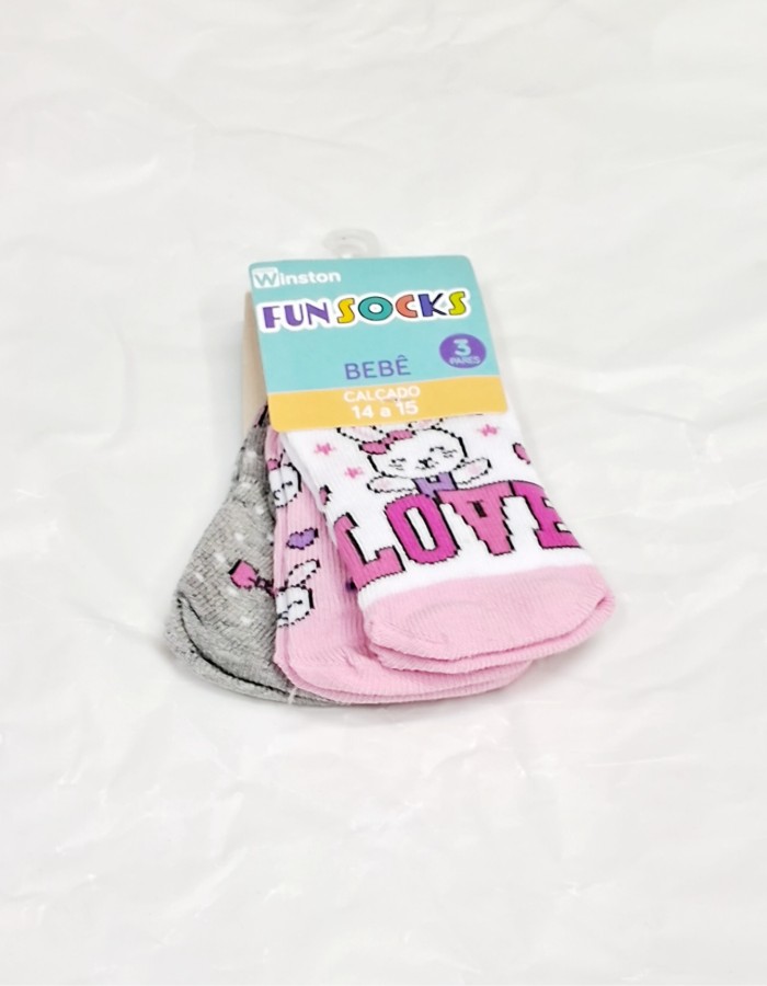 KIT MEIA 3 PARES FUN SOKS 